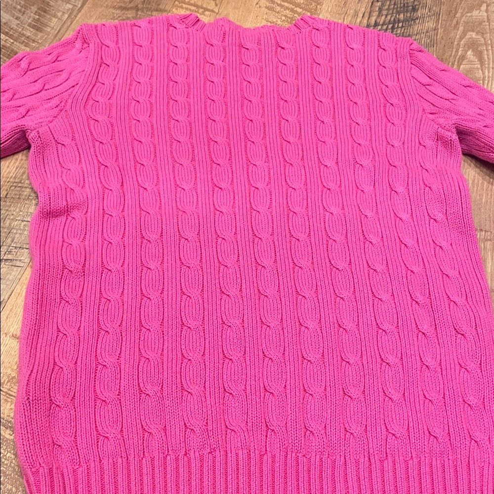 Ralph Lauren Sport Women’s Pink Cable Knit Crewneck Sweater - Picture 3 of 5